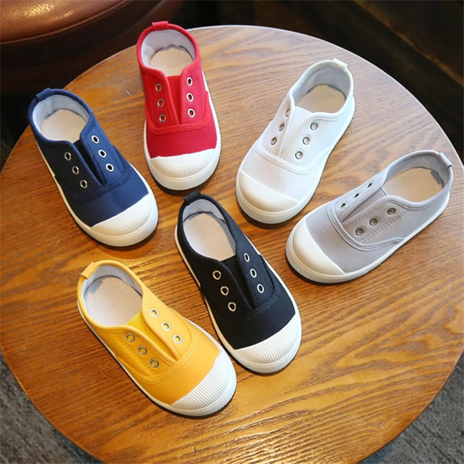1 to 9 Years Girls Boys Slip On Canvas Sneaker, Kids Low Top Casual Fashion Shoes, Comfy Lace-Up Walking Shoes