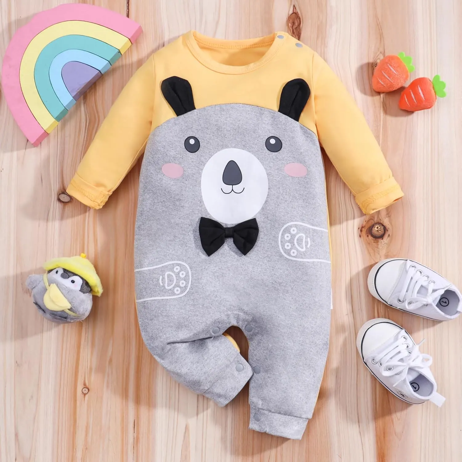 2-Pack Baby Boys Girls Clothes Newborn Cartoon Dinosaurs Print Long Sleeve Romper Animals Onesie