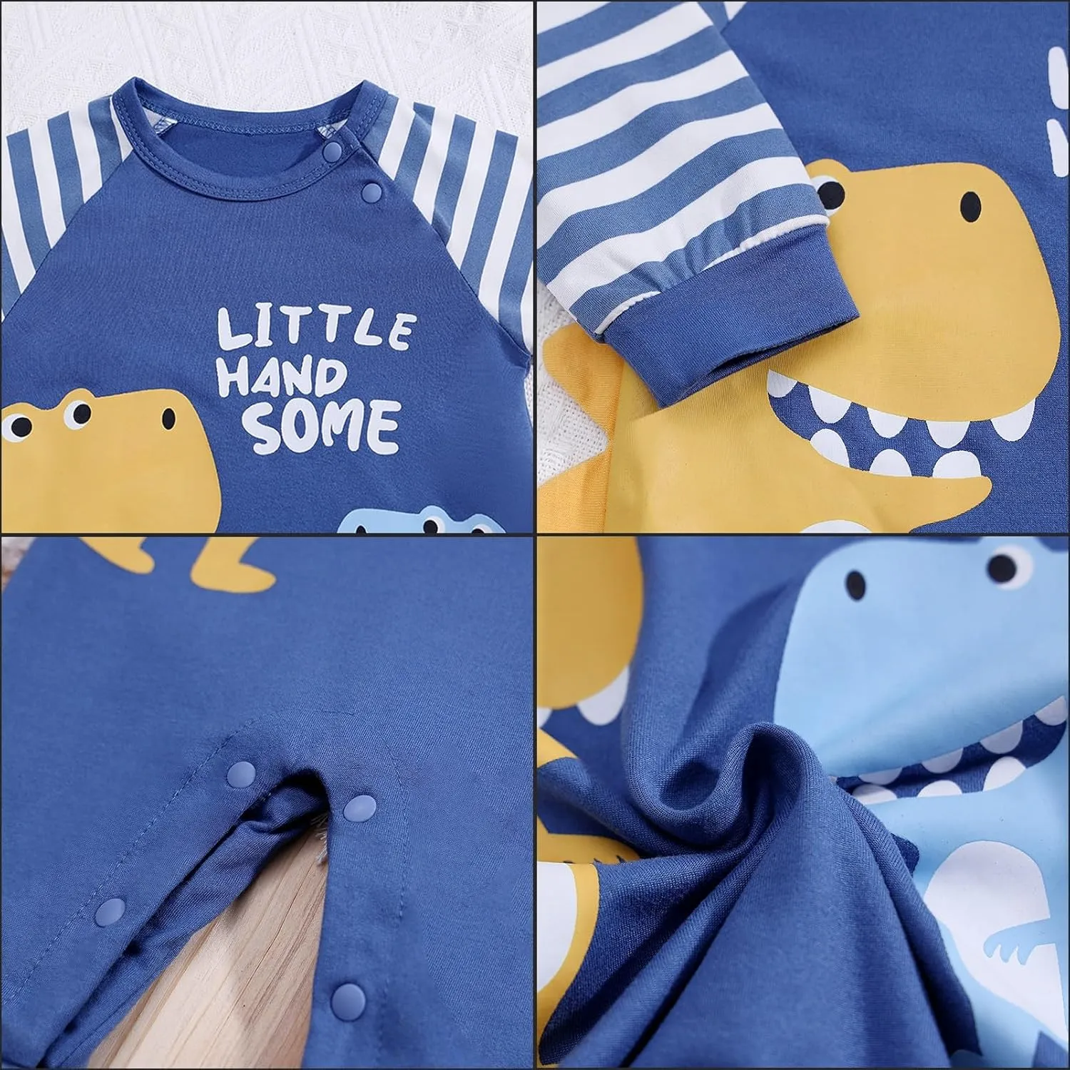 2-Pack Baby Boys Girls Clothes Newborn Cartoon Dinosaurs Print Long Sleeve Romper Animals Onesie