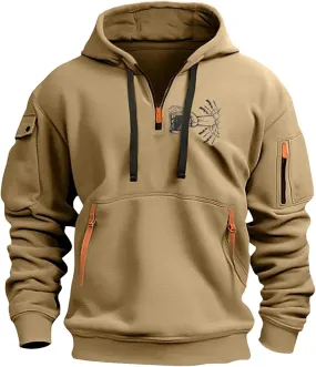 2024 Tactical Hoodies For Men Quarter Zip Pullover Vintage Workout Hoodies With Pockets Military Tactical Sweatshirts