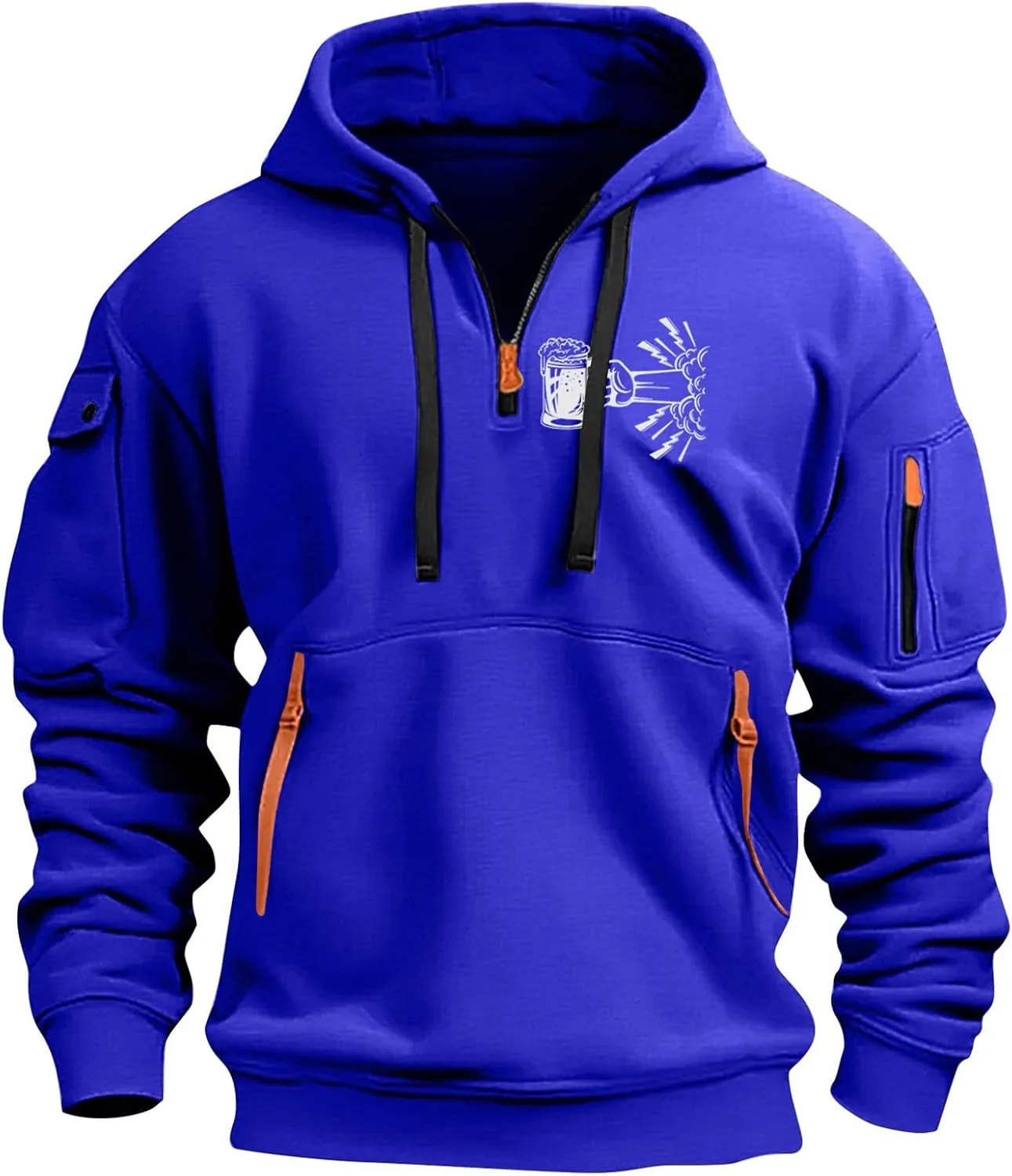 2024 Tactical Hoodies For Men Quarter Zip Pullover Vintage Workout Hoodies With Pockets Military Tactical Sweatshirts