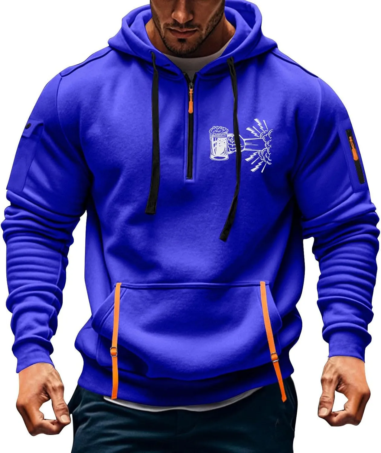2024 Tactical Hoodies For Men Quarter Zip Pullover Vintage Workout Hoodies With Pockets Military Tactical Sweatshirts