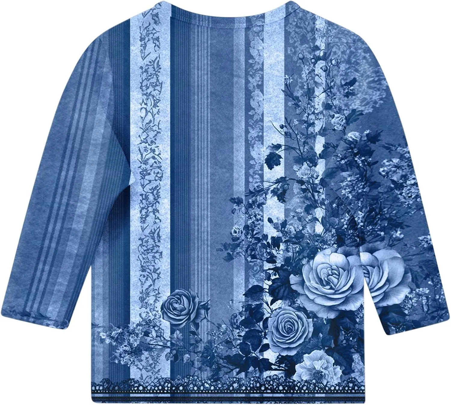 3/4 Sleeve T Shirts for Girls Vintage Floral Printed Shirt Loose Crewneck Basic Cute Tops Trendy Casual Tee Blouses