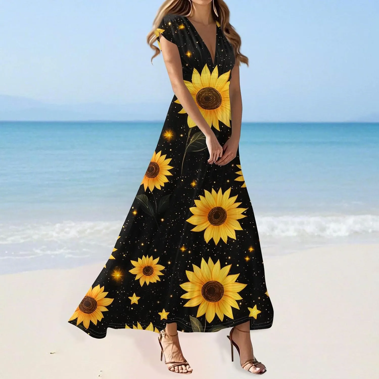 A-Line Sleeveless Dress Womens Pub Summer Comfort for Women Loose Print