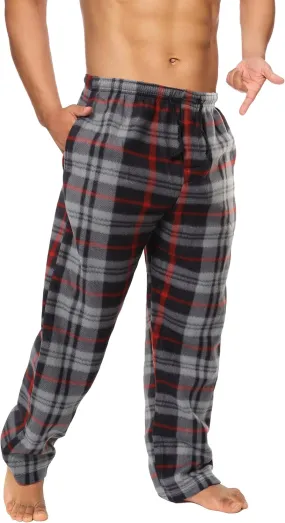 Active Club Mens Fleece Pajama Pants - Plaid Mens Pajama Bottoms - Mens Lounge Pants with Pockets (S - 3X)
