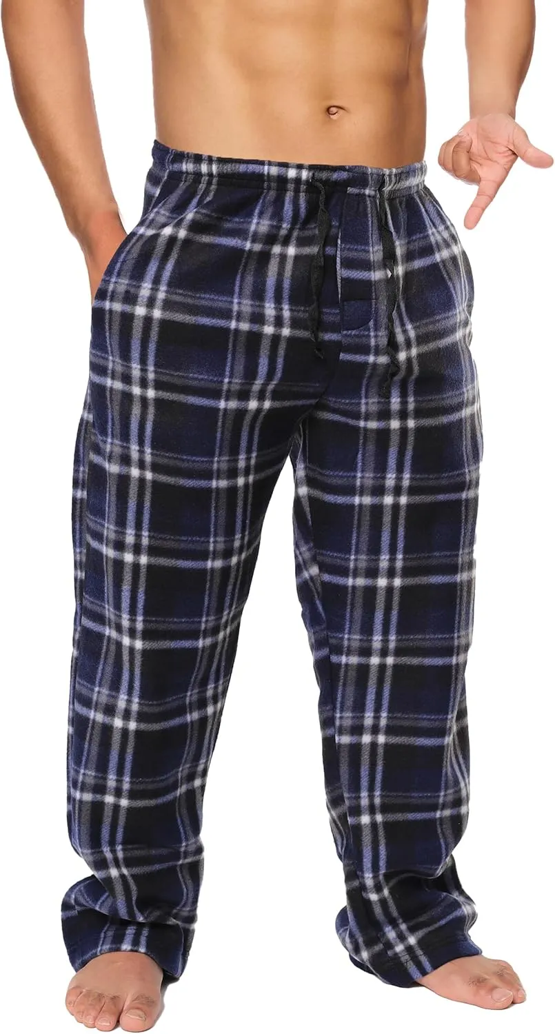 Active Club Mens Fleece Pajama Pants - Plaid Mens Pajama Bottoms - Mens Lounge Pants with Pockets (S - 3X)
