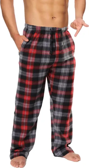 Active Club Mens Fleece Pajama Pants - Plaid Mens Pajama Bottoms - Mens Lounge Pants with Pockets (S - 3X)