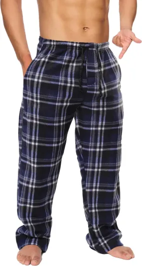 Active Club Mens Fleece Pajama Pants - Plaid Mens Pajama Bottoms - Mens Lounge Pants with Pockets (S - 3X)