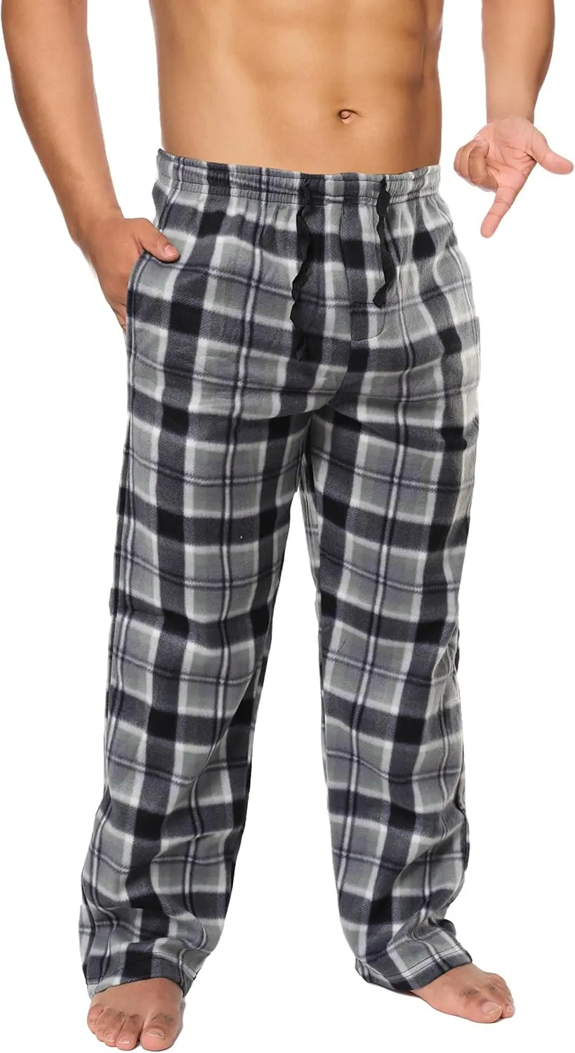 Active Club Mens Fleece Pajama Pants - Plaid Mens Pajama Bottoms - Mens Lounge Pants with Pockets (S - 3X)