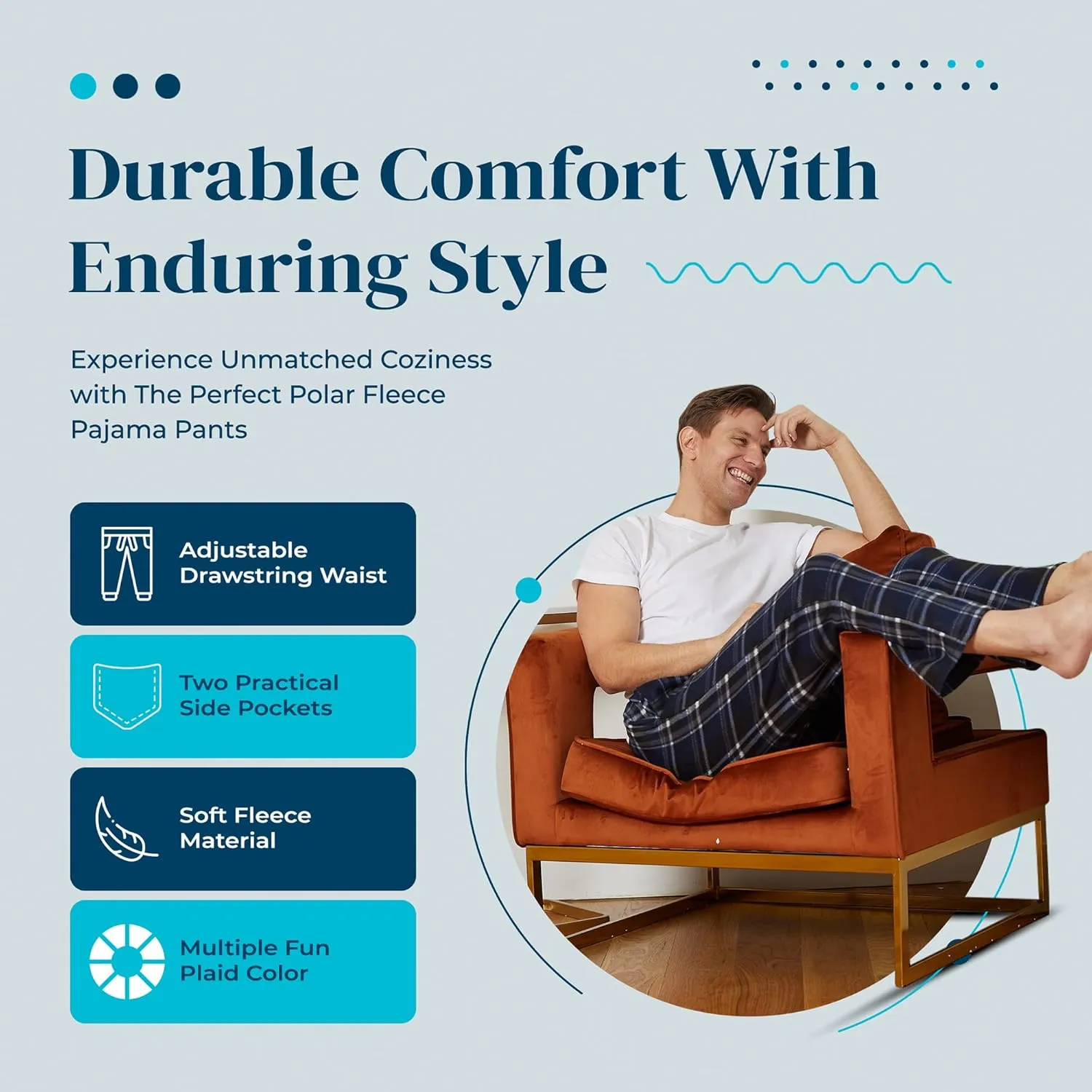 Active Club Mens Fleece Pajama Pants - Plaid Mens Pajama Bottoms - Mens Lounge Pants with Pockets (S - 3X)