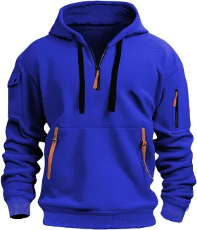 Alalaso Men's Hoodies Quarter Zip Pullover Workout Running Active Vintage Hoodies with Pockets Military Tactical Sweatshirt