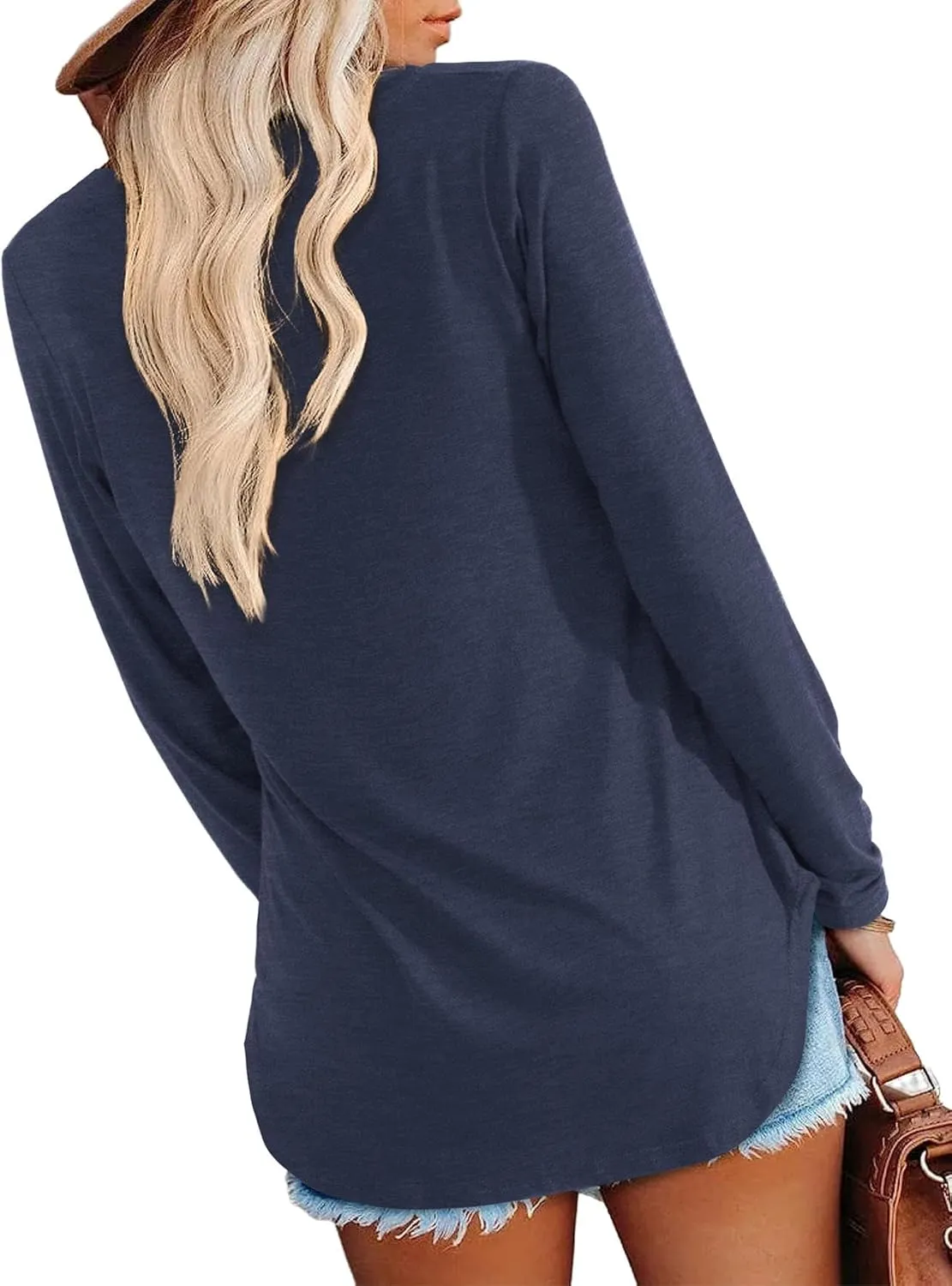 Amoretu Womens T Shirts Long Sleeve V Neck Shirts Casual Basic Tees