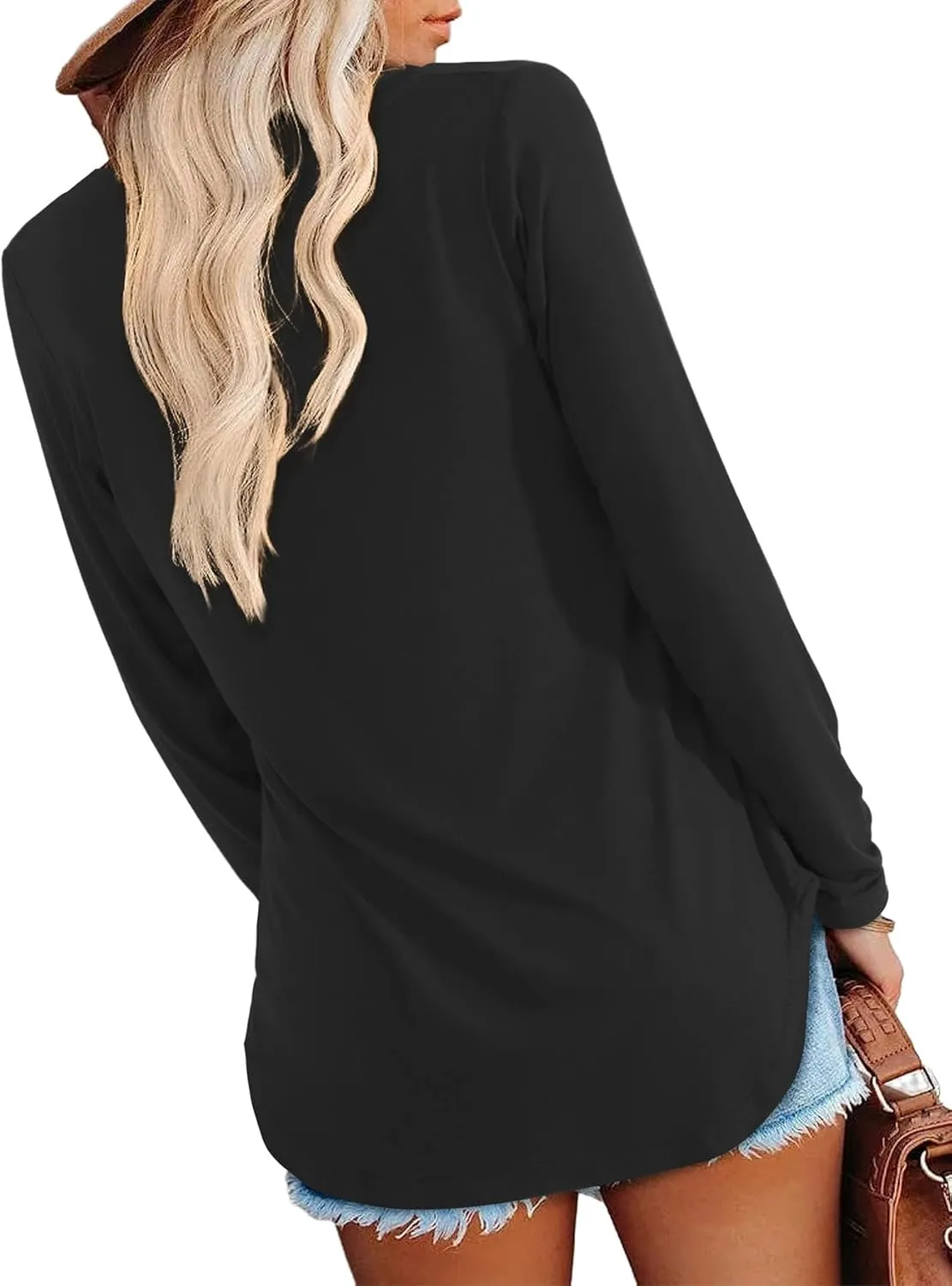 Amoretu Womens T Shirts Long Sleeve V Neck Shirts Casual Basic Tees