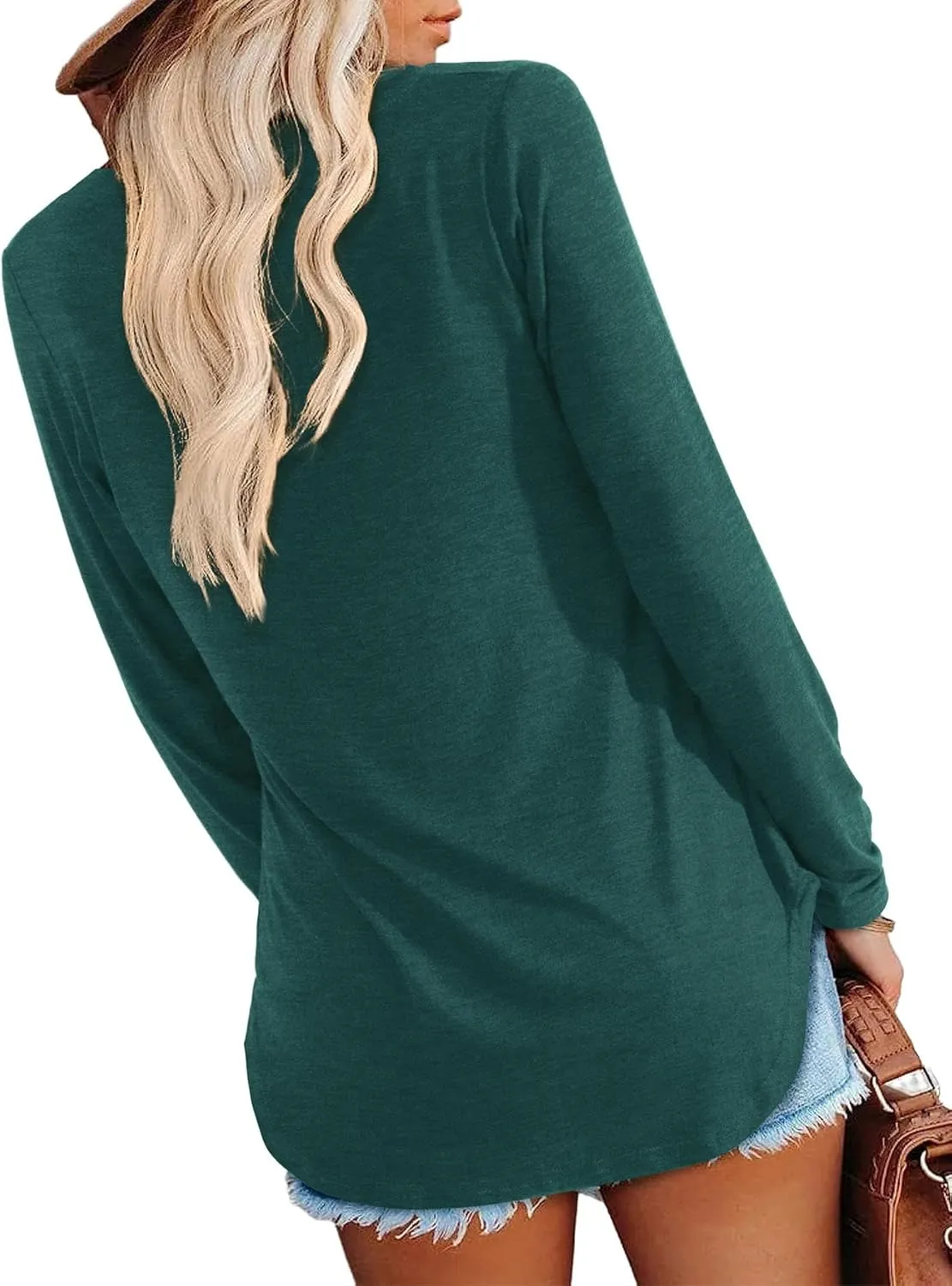 Amoretu Womens T Shirts Long Sleeve V Neck Shirts Casual Basic Tees