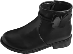 Ankle Boots Baby Girls Butterfly Decor Zip Side Boots Western Boots Kids Ankle Boots Girls (Black, 10.5 Little Child)