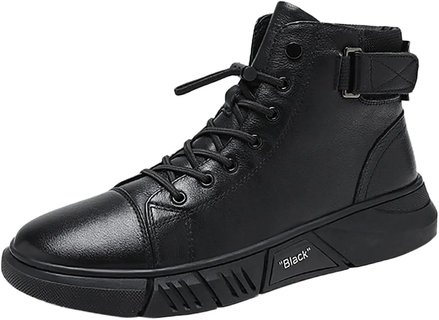Ankle Boots For Men Water Proof Round Toe Laced Up Men's British Large Size Fashion High Top Plush Warm Casual Leather Short Flat Bottom Boots