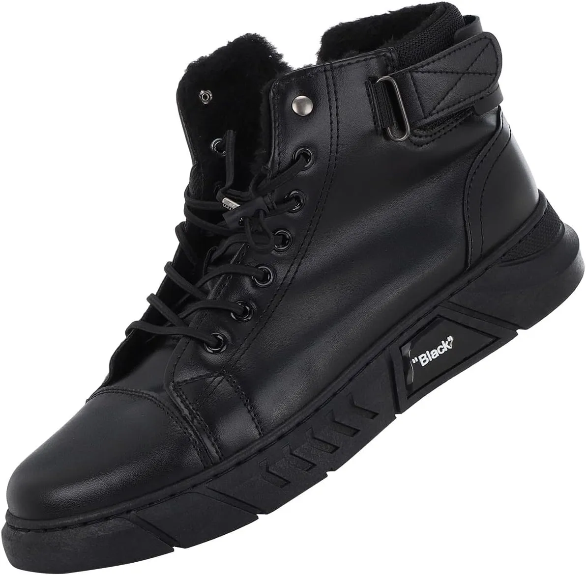 Ankle Boots For Men Water Proof Round Toe Laced Up Men's British Large Size Fashion High Top Plush Warm Casual Leather Short Flat Bottom Boots