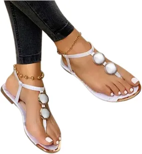 Ankle Strap Sandals for Women, Dressy Thong Sandals Womens Clip Toe Flats Sandals Summer Casual Gladiator Sandals Dressy Womens Walking Sandals