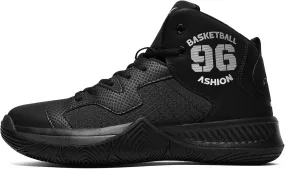 ASHION Kids Basketball Shoes Boys Girls Sneakers Mid-Top Lace Up Cushion Anti Slip Athletic Outdoor Sport Shoes for Unisex-Child