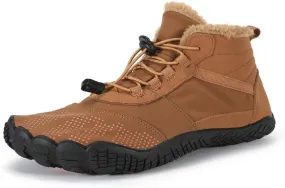 Asifn Mens Hiking Barefoot Boots Winter Outdoor Snow Shoes Casual Warm Cotton Shoes Non-slip Minimalist Sneakers