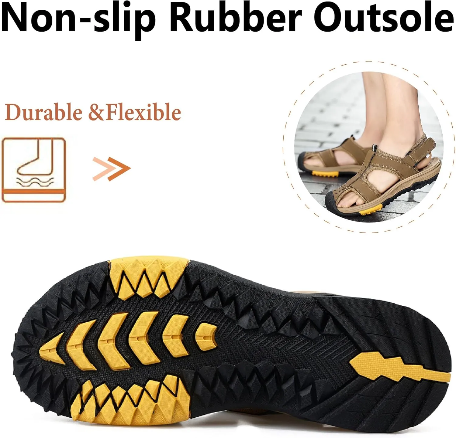 Asifn Mens Hiking Sandals Summer Outdoor Beach Shoes Lightweight Closed Toe Water Shoes Non-slip Water Sports