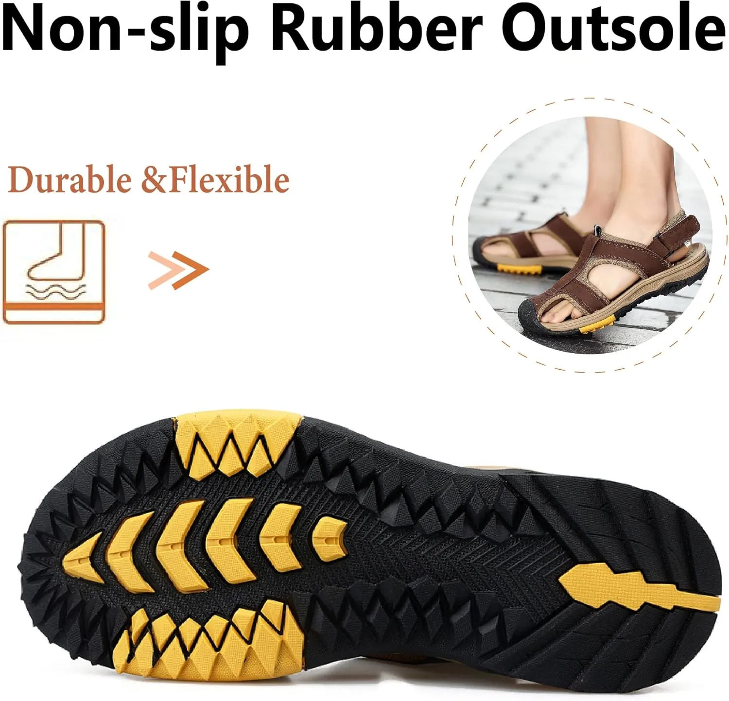 Asifn Mens Hiking Sandals Summer Outdoor Beach Shoes Lightweight Closed Toe Water Shoes Non-slip Water Sports