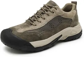 Asifn Mens Leather Outdoor Hiking Shoes Casual Breathable Sneakers Non-Slip Wearable Work Shoes Comfortable Driving Shoes