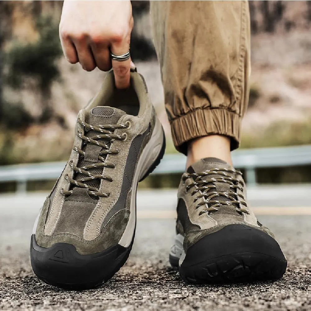 Asifn Mens Leather Outdoor Hiking Shoes Casual Breathable Sneakers Non-Slip Wearable Work Shoes Comfortable Driving Shoes