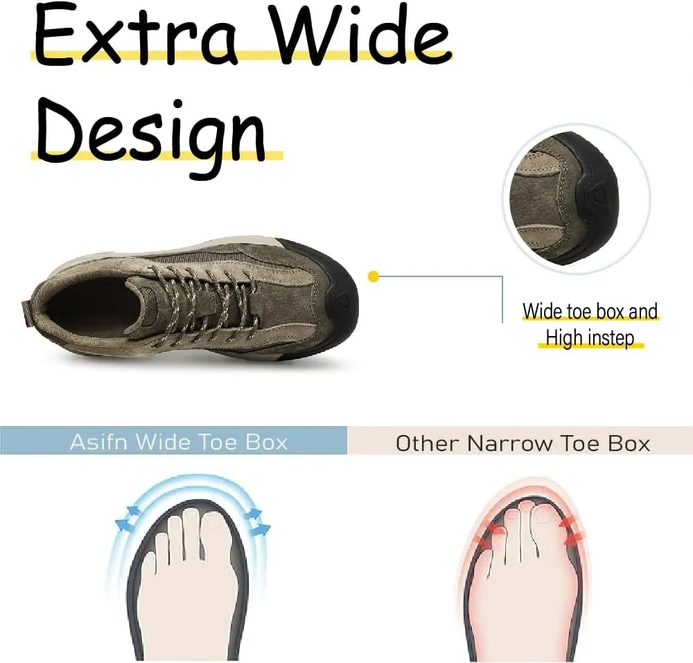 Asifn Mens Leather Outdoor Hiking Shoes Casual Breathable Sneakers Non-Slip Wearable Work Shoes Comfortable Driving Shoes