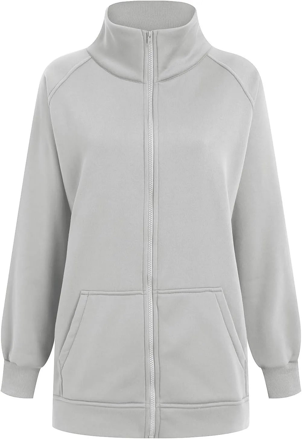 Autumn and Winter Womens Hoodies 2024 Pocket Full Zip Sports Sweatshirt Loose Solid Color Casual Fleece Jackets