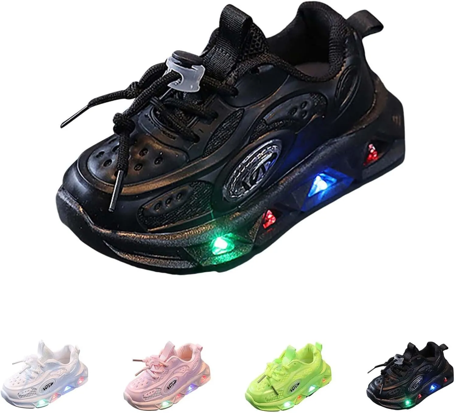 Baby Boys Girls Light Up Solid Color Sneakers for Kids Toddler Infant LED Flash Breathable Mesh Sports Casual Shoes