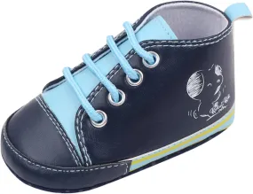 Baby Boys Girls Star High Top Sneaker Soft Anti-Slip Sole Newborn Lace Up First alkers Canvas Denim Shoes