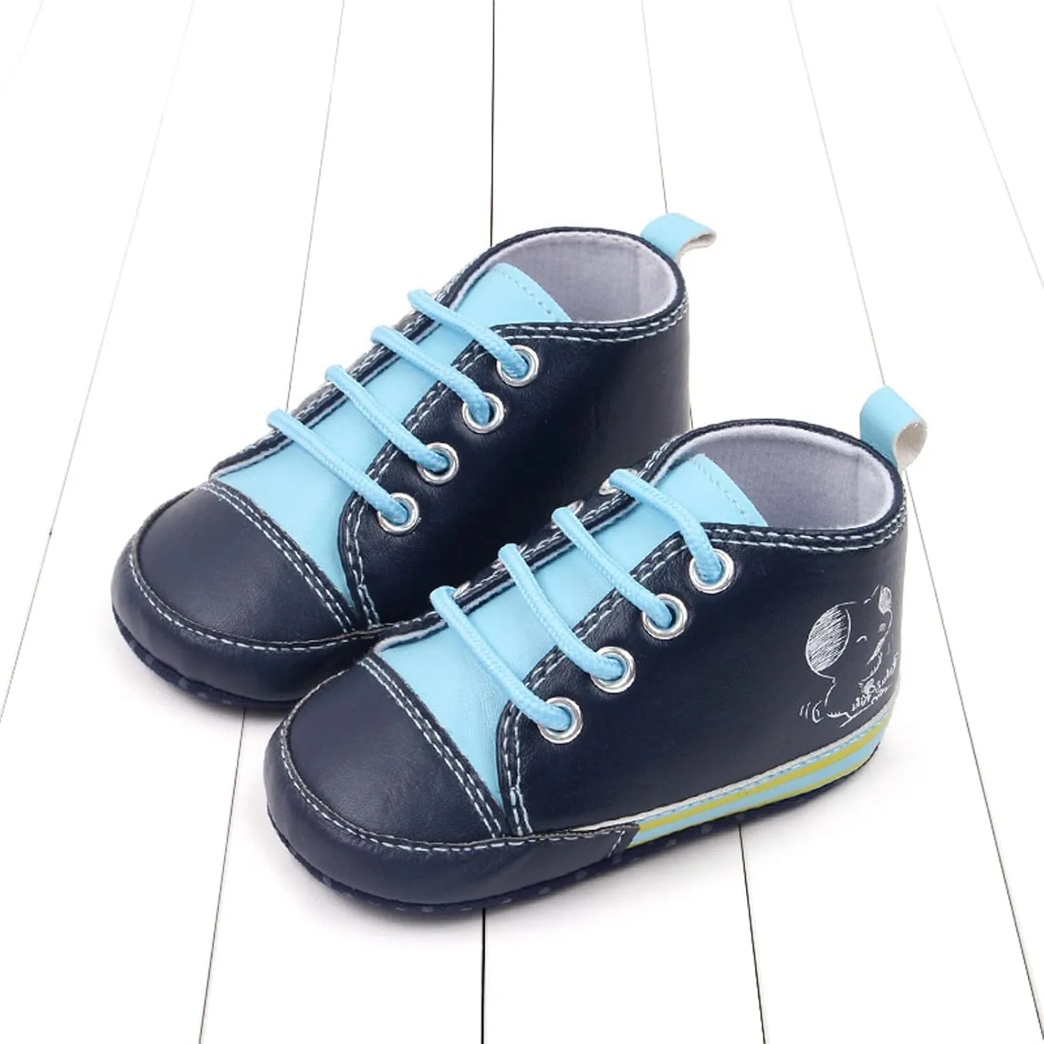 Baby Boys Girls Star High Top Sneaker Soft Anti-Slip Sole Newborn Lace Up First alkers Canvas Denim Shoes