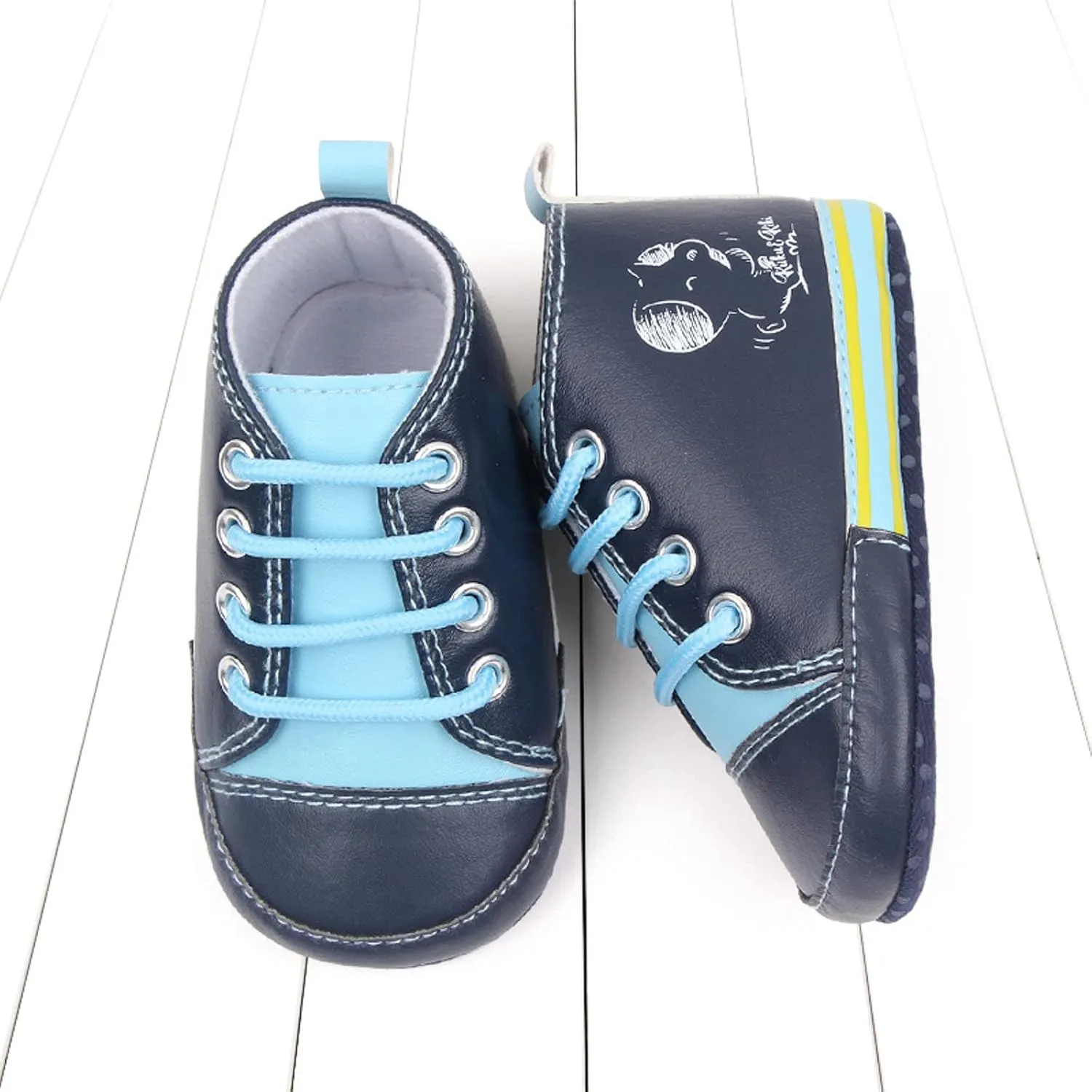 Baby Boys Girls Star High Top Sneaker Soft Anti-Slip Sole Newborn Lace Up First alkers Canvas Denim Shoes