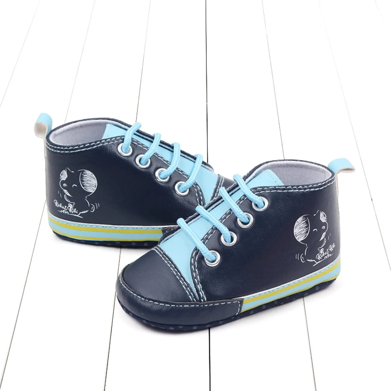 Baby Boys Girls Star High Top Sneaker Soft Anti-Slip Sole Newborn Lace Up First alkers Canvas Denim Shoes