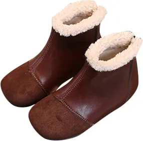 Baby Christmas Boots Fashion Winter Children Boots Boys And Girls Ankle Boots Flat Bottom Flat (Brown, 10.5 Toddler)