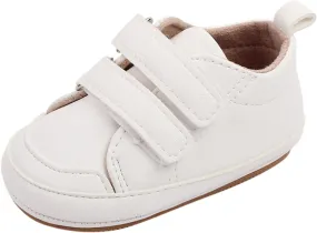 Baby High Ankle Hook & Loop Sneakers Anti-Slip Sole PU Leather Infant Newborn First Walking Crib Canvas Shoes
