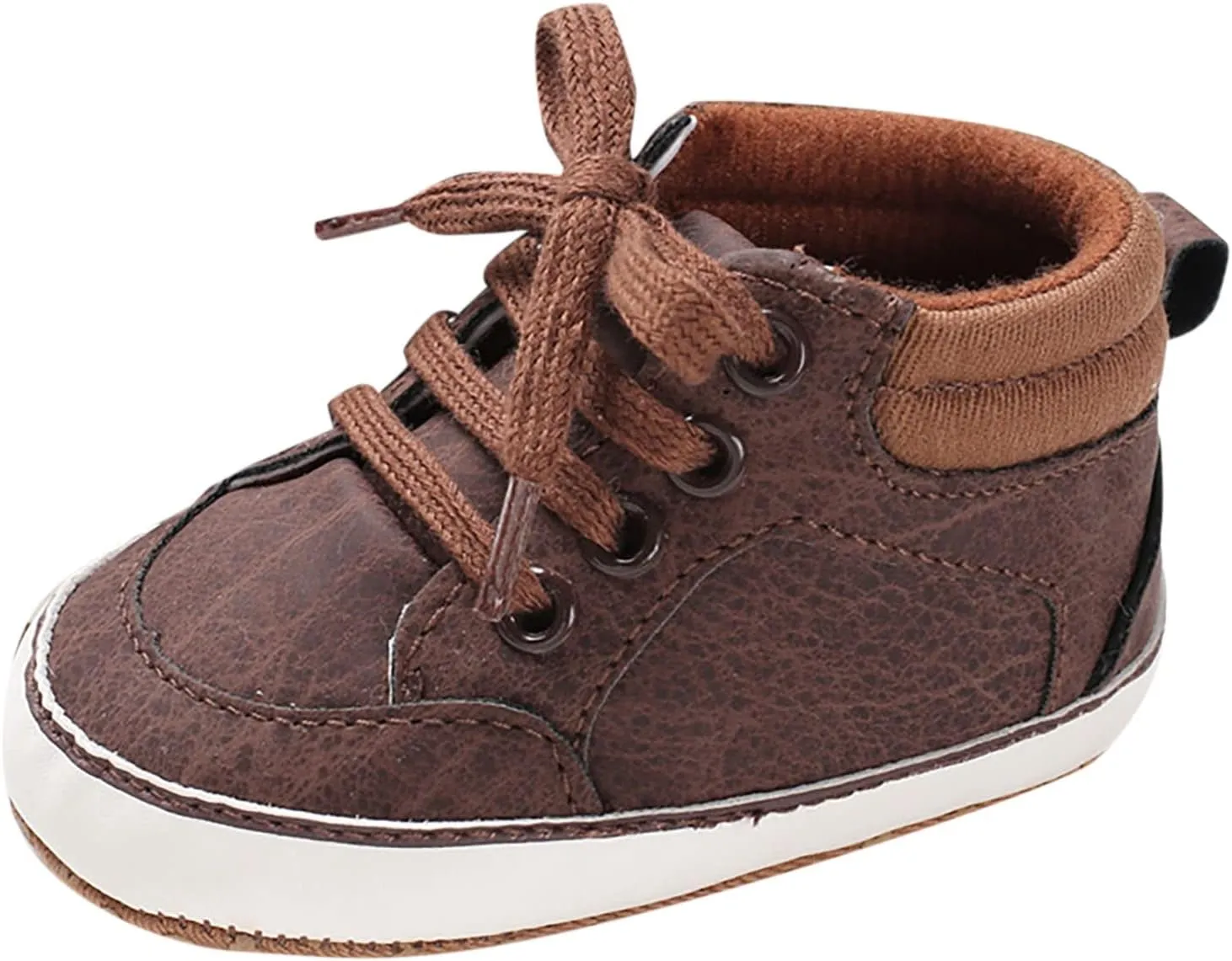 Baby High Top Ankle PU Leather Sneakers Rubber Sole Infant 𝐌occasins Newborn 𝐎xford Loafers Anti-Slip Shoes