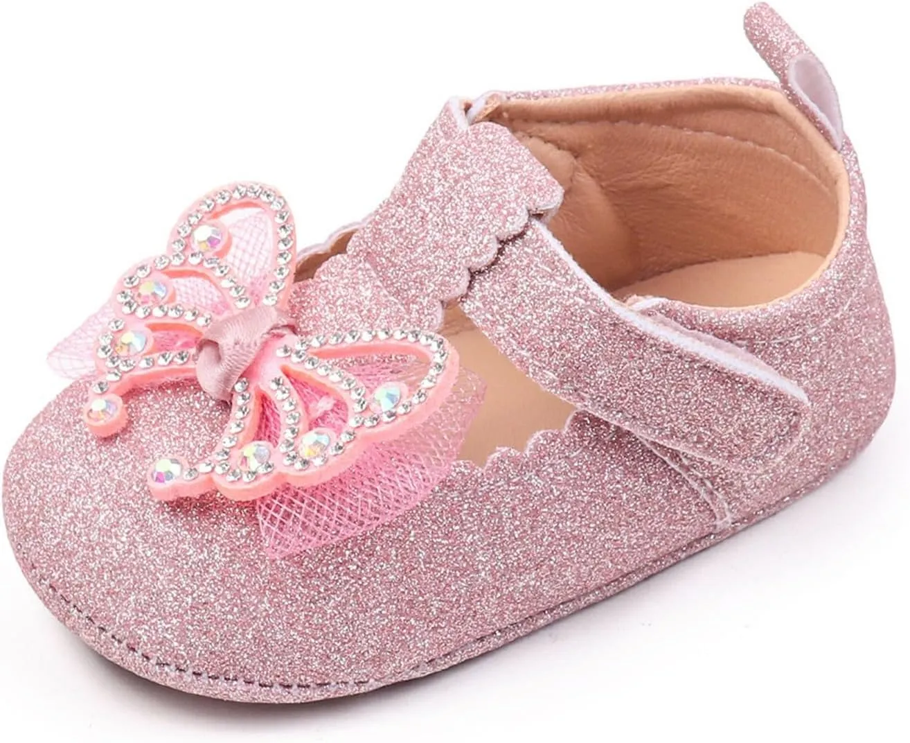 Baby Infant Girls Canvas Sandals Bow Pearl Glitter Closed Toe Shoes Hollow Lace Newborn Summer Casual Walking Sandals