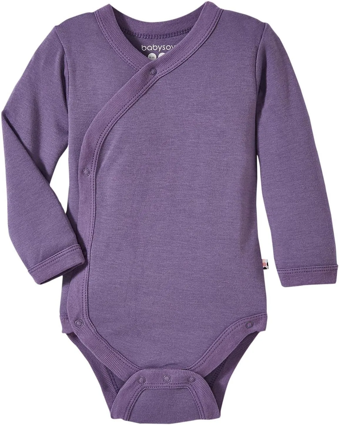 Babysoy Long Sleeve Kimono for Newborn, Infant, Unisex Baby - Cotton & Azlon - Side-Snap Baby Onesies, Long Sleeve Onesies