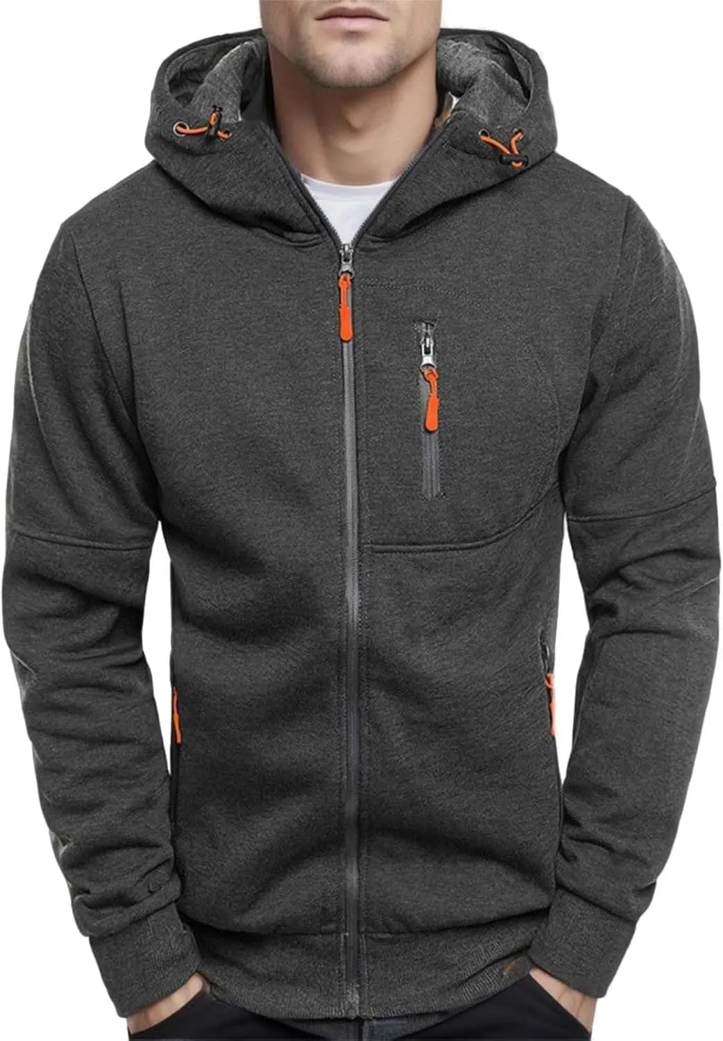 BIFUTON Hoodies for Men Zip Up, Mens Slim Fit Comfortable Casual Jogging Hoodie with Pockets Long Sleeve Full-Zip Sweatshirts