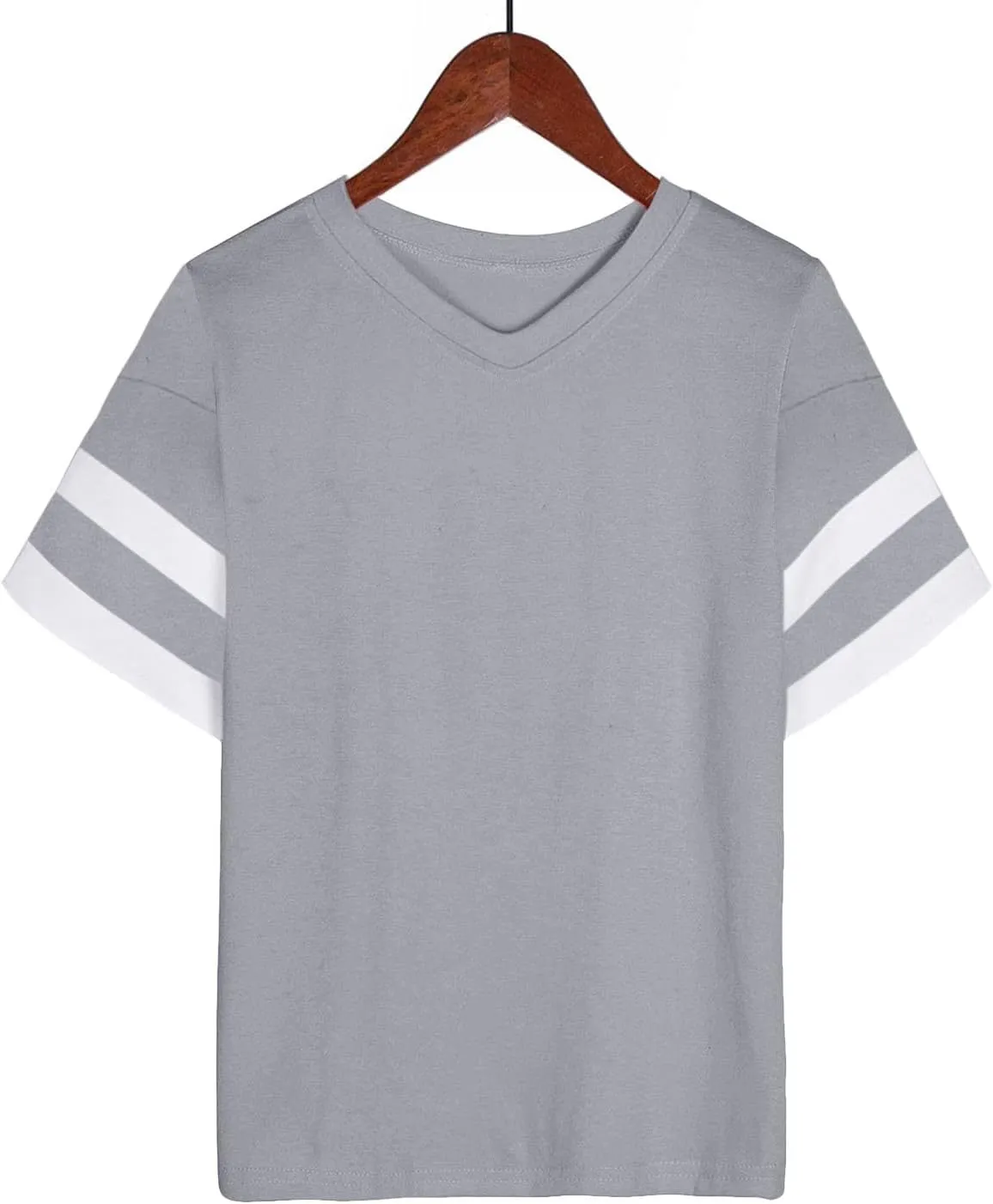 Binmer Oversized Short Sleeve T Shirts for Womens V Neck Tee 2024 Summer Casual Loose Striped Tunic Tops Workout Blouse