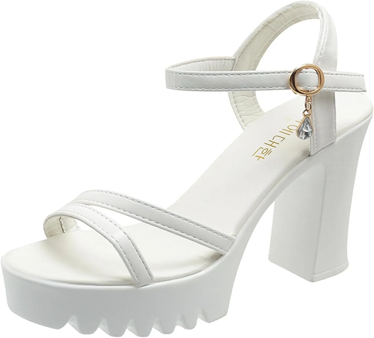 Block Heels Women's Open Toe Ankle Strap Chunky Heels Clear Sandals for Women Prom Heeled Sandals for Women