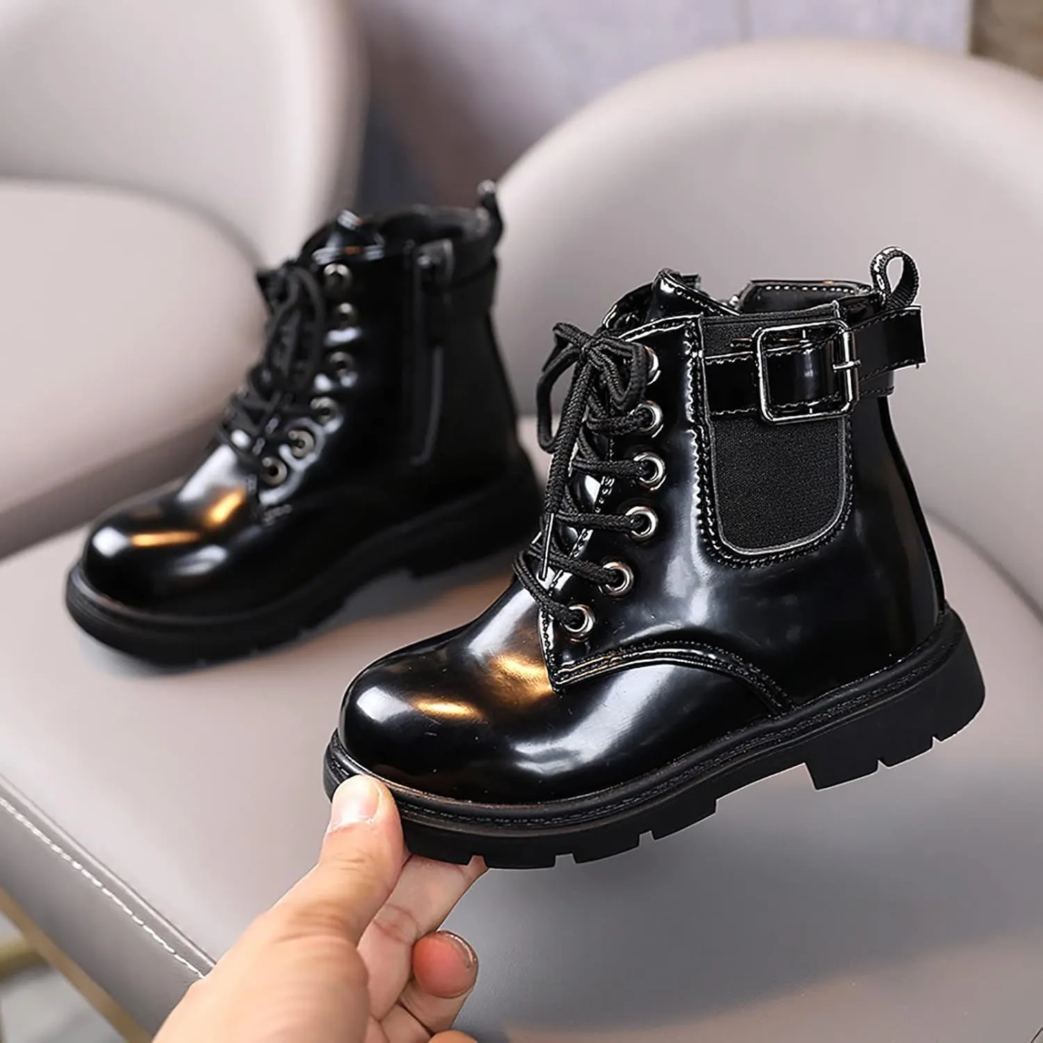 Boys and Girls Waterpoor Ankle Boots Short Boots Leather Shoes Toddler Boots Baby Winter (B, 3-3.5 Years Toddler)