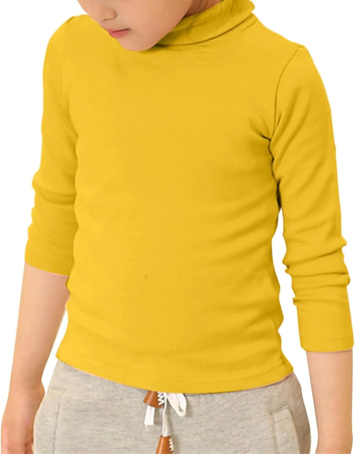 Boys Girls Crewneck Long Sleeve Soft Cotton T-Shirts Solid Warm Tee Tops Crewneck Cotton T-Shirt