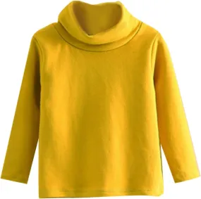Boys Girls Crewneck Long Sleeve Soft Cotton T-Shirts Solid Warm Tee Tops Crewneck Cotton T-Shirt