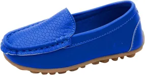 Boys Girls Leather Loafers Soft Slip-On Texture Flat Boat Dress occasin Daily Casual Walking Schooling Shoes