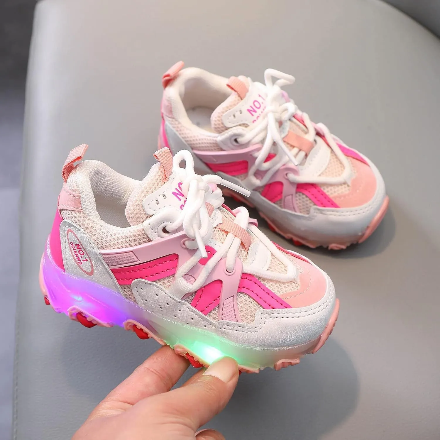 Boys Girls LED Light Up Sneakers Running Sport Shoes Lightweight Breathable Shoes for Toddler/Little Kid/Big Kid