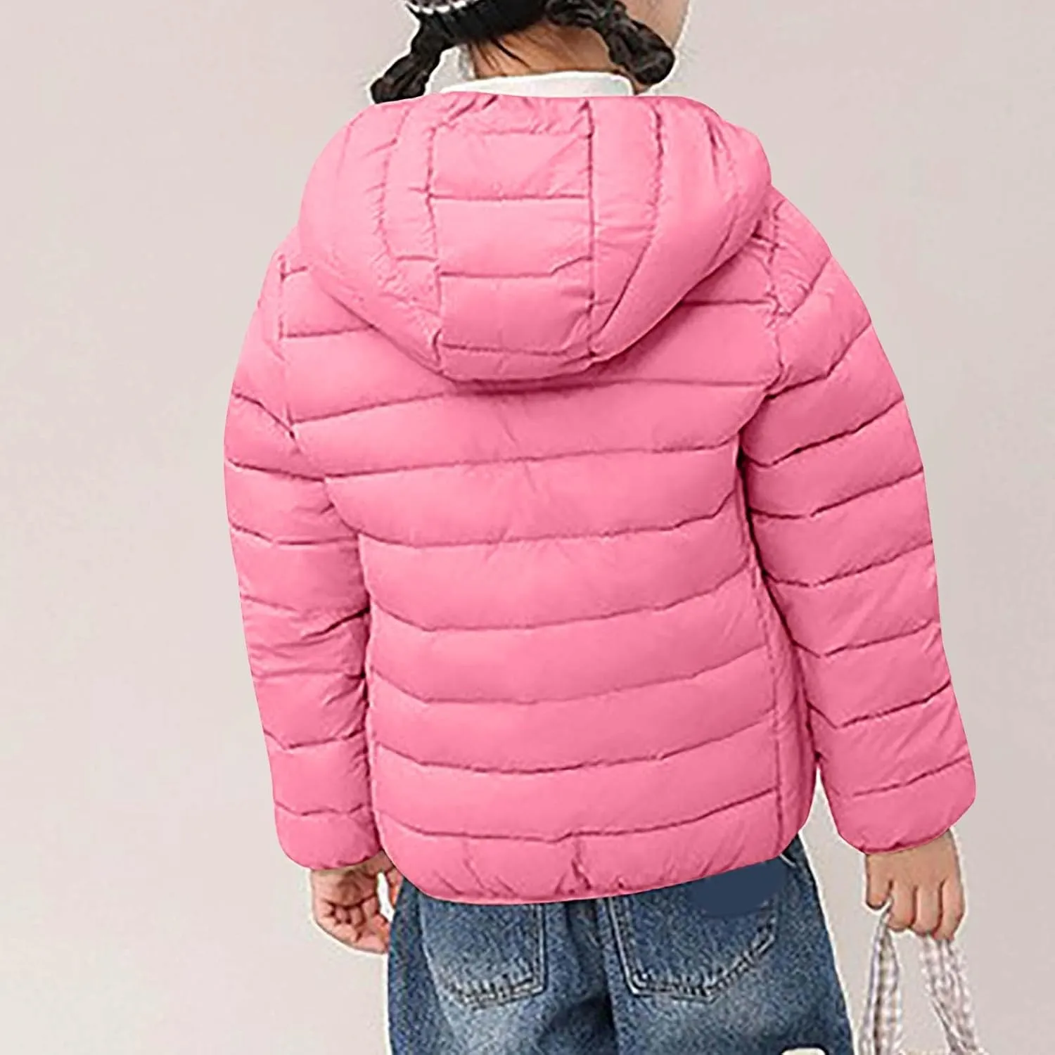 Boys Girls Lightweight Puffer Jacket Warm Winter Coat Hooded Windproof Full Zip Quilted Jackets with Pockets