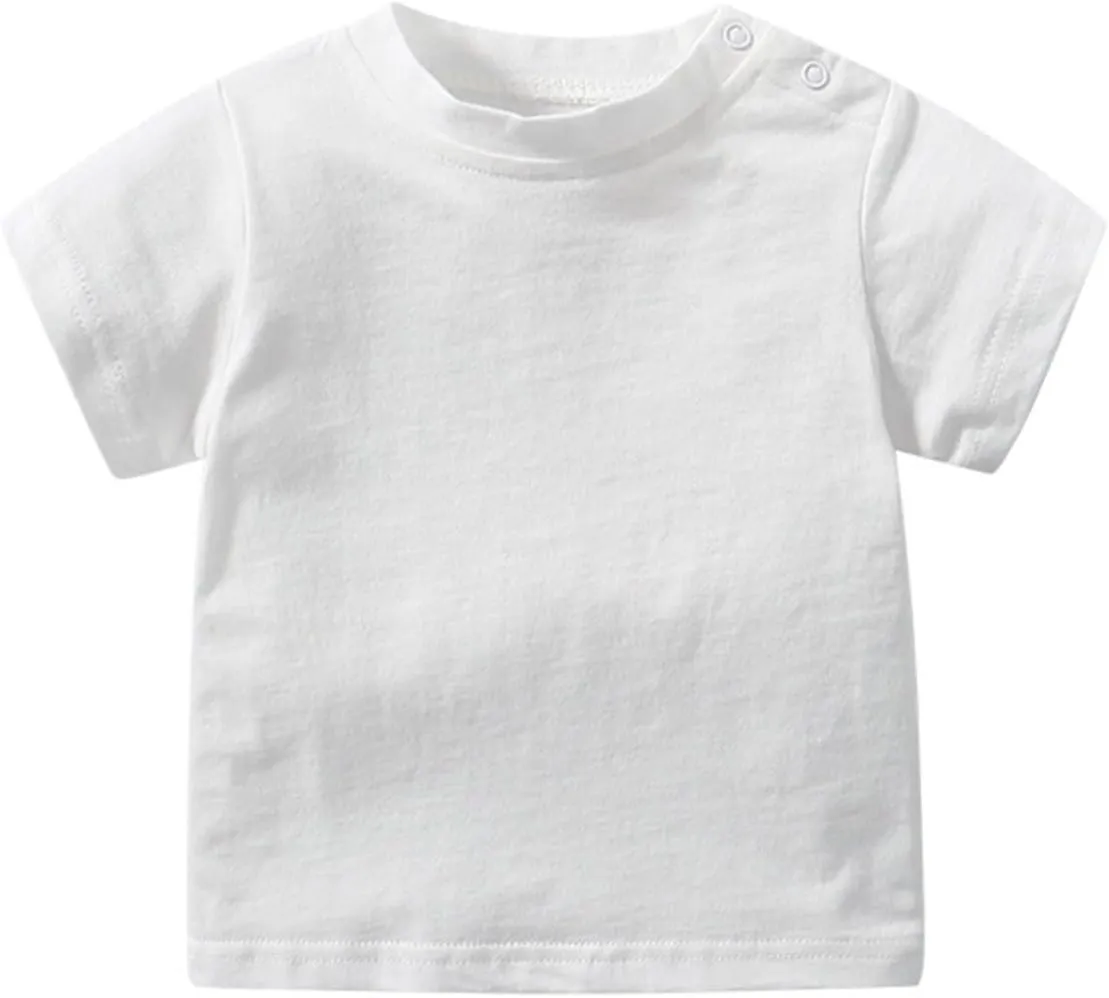 Boys Short Sleeve Crewneck Kid T-Shirts Top Girls Tee Crew Neck Solid T-Shirt Toddler Layering Tee Tops